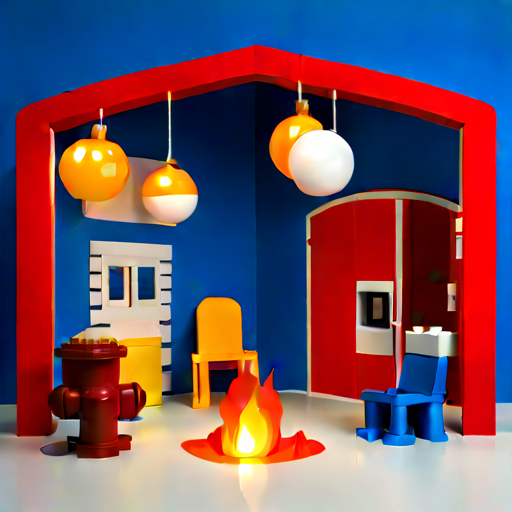 jellyfish, lego, fire, door, pretzel, boat, bread, football, fire hydrant, chair